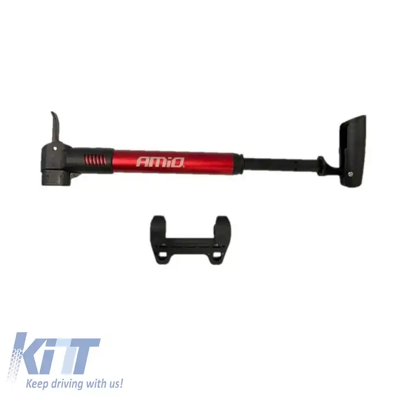 Pompă manuală potrivită pentru bicicletă și mașină Aluminiu Amio Roșu 28cm 02145-image-6293774