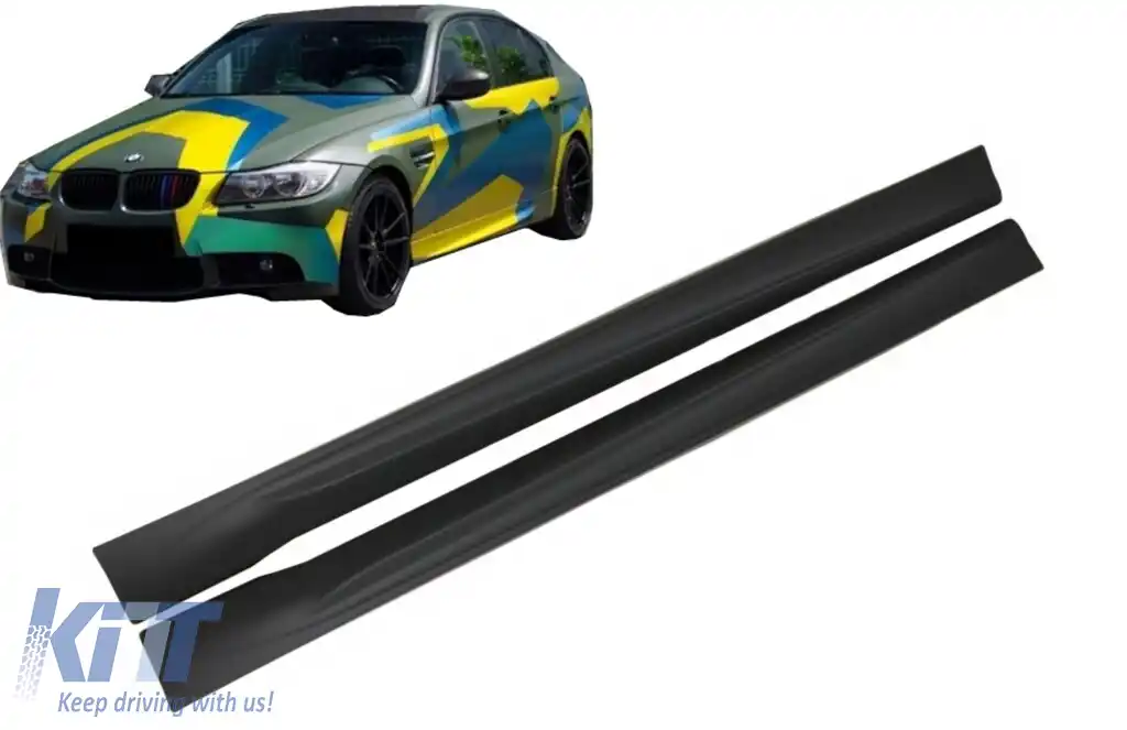 image-2-Praguri laterale compatibil cu BMW E90 E91 Seria 3 LCI Non-LCI (2004-2011) M-technik Look
