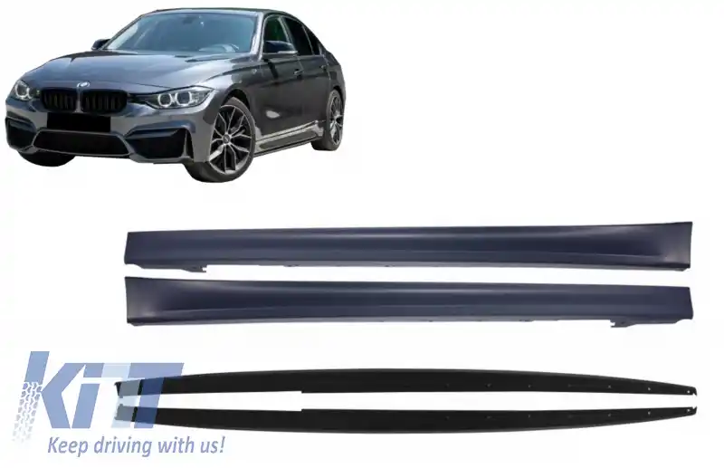 Praguri Laterale cu Extensii Add-on Lip compatibil cu BMW Seria 3 F30 F31 (2011-2018) M3 Design