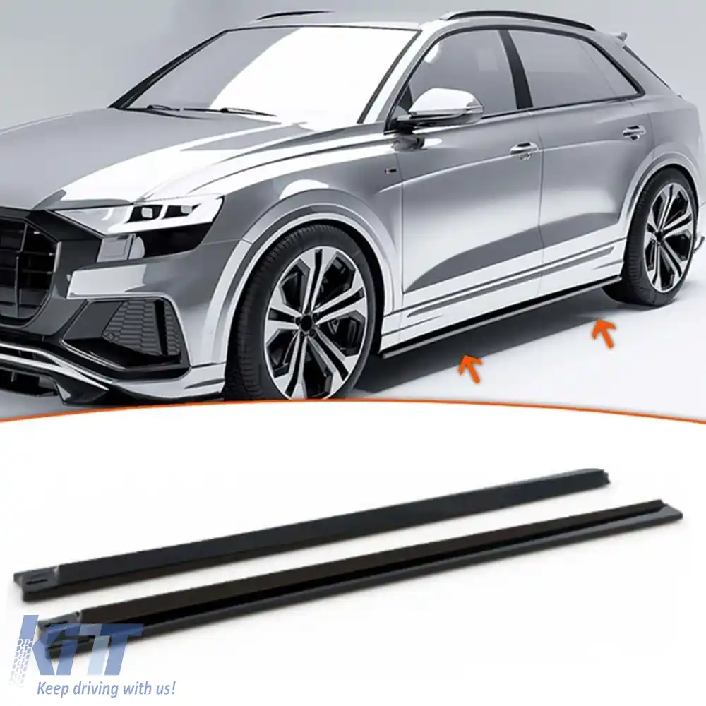 image-58-Praguri laterale Q8 Buza inferioară Negru lucios ABS / 2018 - până în prezent (4 piese)