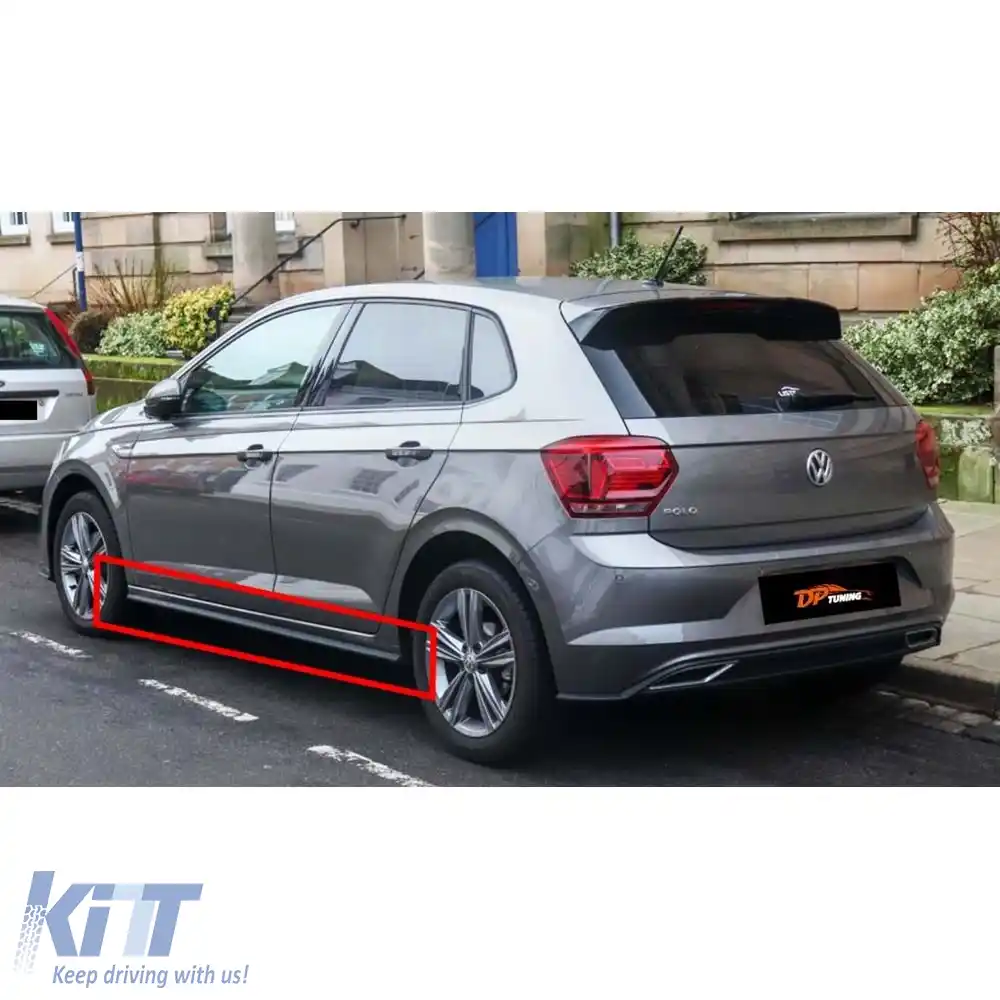 image-27-Praguri laterale R Line pentru Polo Mk6 în negru lucios, plastic vidat / 2018 -