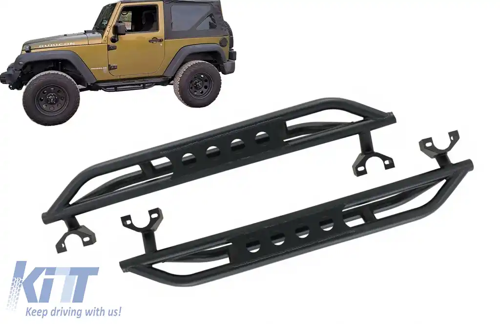 Praguri trepte laterale compatibil cu Jeep Wrangler Rubicon JK 2 Usi (2007-2017)-image-6114187