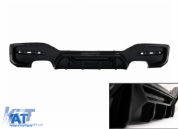 Prelungire Bara Fata compatibil cu BMW 1 Series F20 F21 LCI (2015-2019) cu Difuzor Bara Spate Evacuare Dubla si Extensii Praguri Laterale Hatchback M Sport Negru Lucios-image-6087557