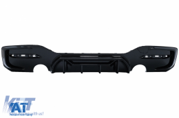 Prelungire Bara Fata compatibil cu BMW 1 Series F20 F21 LCI (2015-2019) cu Difuzor Bara Spate Evacuare Dubla si Extensii Praguri Laterale Hatchback M Sport Negru Lucios-image-6087569