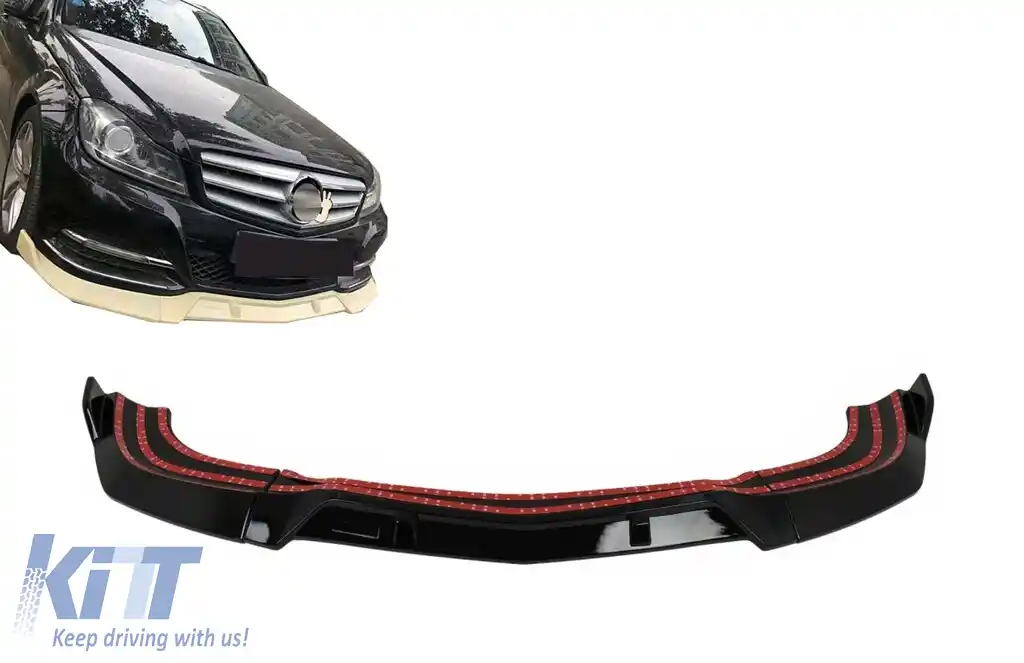 Prelungire Bara Fata compatibil cu Mercedes C-Class W204 S204 C204 Facelift (2011-2015) Negru Lucios-image-6126871