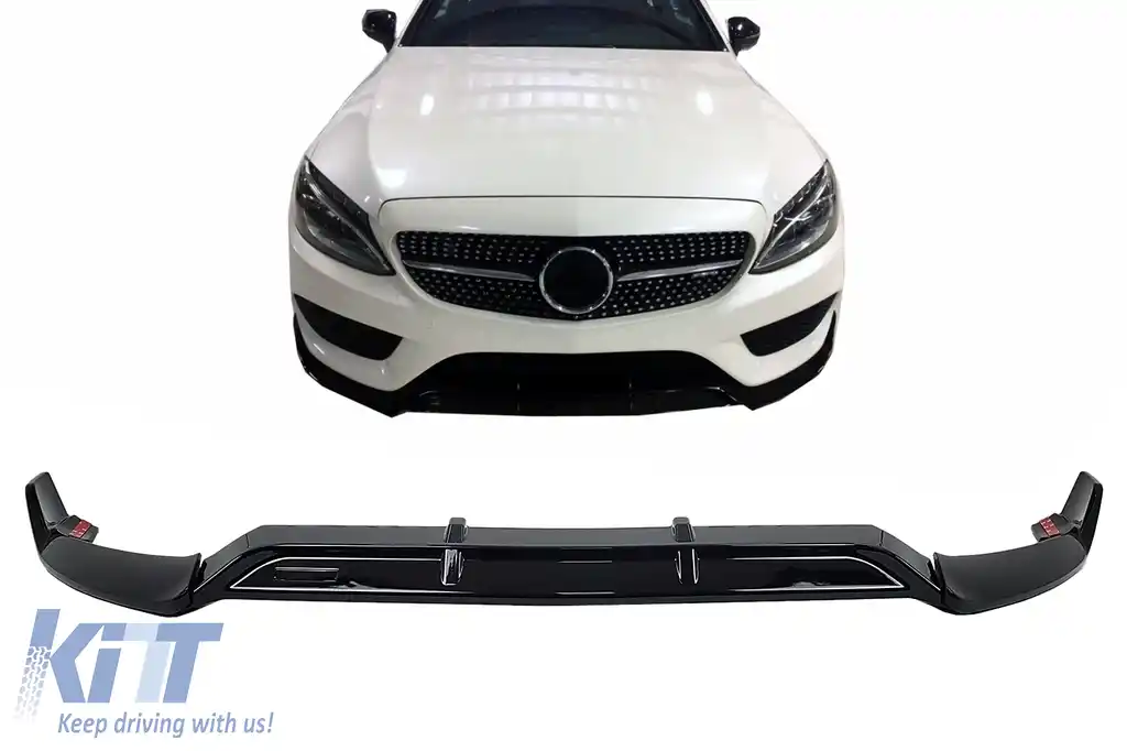 Prelungire Bara Fata compatibil cu Mercedes C-Class W205 Sedan S205 T-Modell A205 Cabriolet C205 Coupe (2014-2019) Negru Lucios