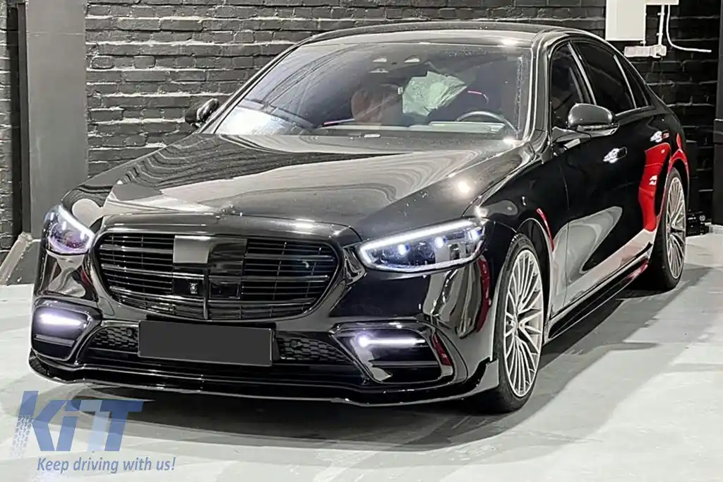 Prelungire Bara Fata compatibil cu Mercedes S-Class W223 Limousine Sport Line (2020-) Negru Lucios-image-6128212