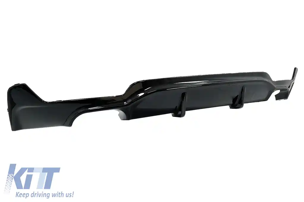 Prelungire Bara Fata cu Difuzor Bara Spate Evacuare Dubla si Ornamente Tobe Evacuare compatibil cu BMW Seria 4 F32 F33 F36 (2013-03.2019) M-Performance Negru Lucios-image-6048537