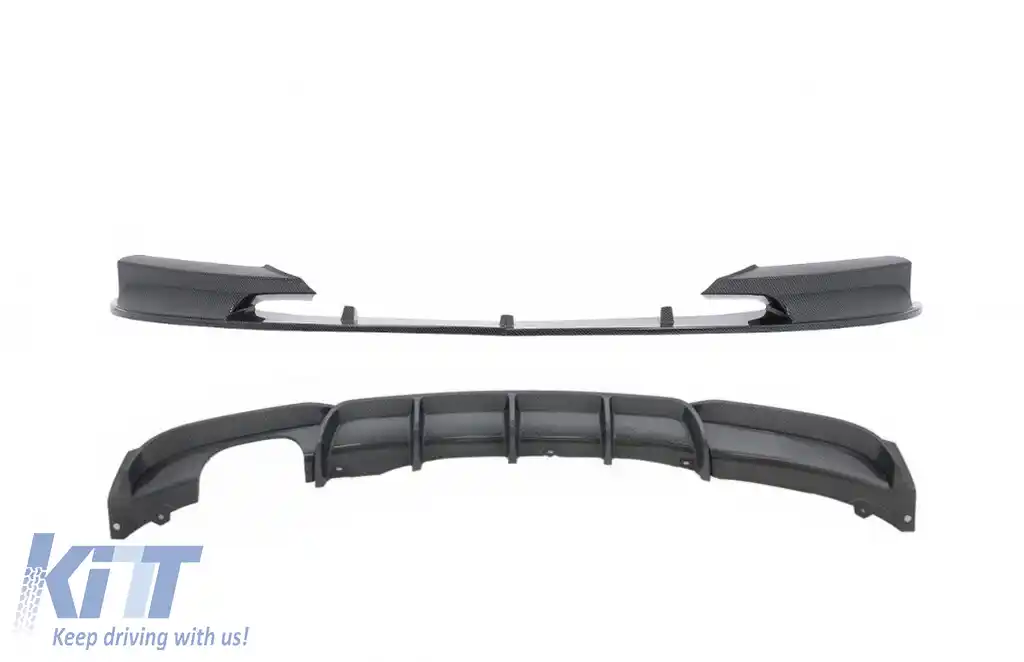 Prelungire Bara Fata cu Difuzor Bara Spate compatibil cu BMW Seria 3 F30 F31 (2011-up) M Performance Design Carbon Film