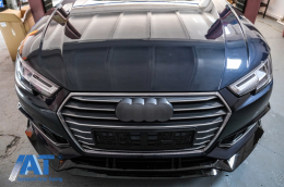 Prelungire Bara Fata Lip compatibil cu Audi A4 B9 8W S-Line (2016-2018) Negru Lucios-image-6078217