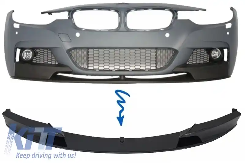 Prelungire Bara Fata si Difuzor Bara Spate cu Evacuare Dubla compatibil cu BMW Seria 3 F30 F31 (2011-2019) M Performance Design Negru Lucios-image-6063951