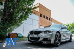 Prelungire Bara Fata si Difuzor Bara Spate cu Evacuare Dubla compatibil cu BMW Seria 3 F30 F11 (2011-up) M-Performance Design Carbon Film-image-6064260