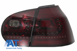 Prelungire Bara Spate Praguri Laterale compatibil cu VW Golf 5 V (2003-2008) cu Sistem de evacuare si Stopuri LED LITEC Rosu/Fumuriu R32 Look-image-6046075
