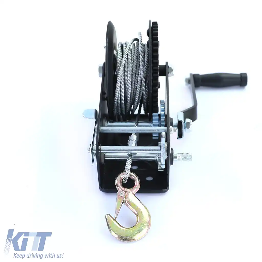 Profi 1500kg Seilwinde Handwinde mit 10 Meter Drahtseil Schwarz-image-6198068