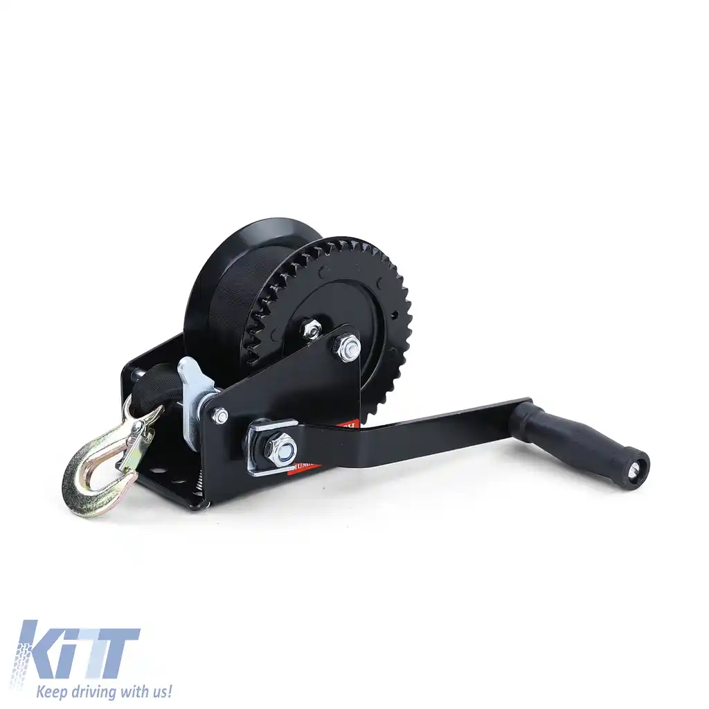 image-30-Profi 600kg Winch manuală cu curea de 8 metri neagră, potrivită pentru remorci auto