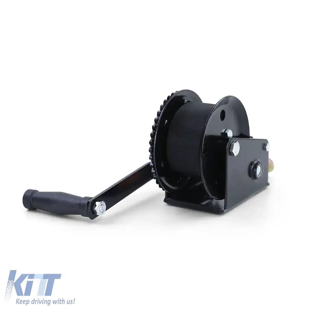 Profi 600kg Winch manuală cu curea de 8 metri neagră, potrivită pentru remorci auto-image-6199401