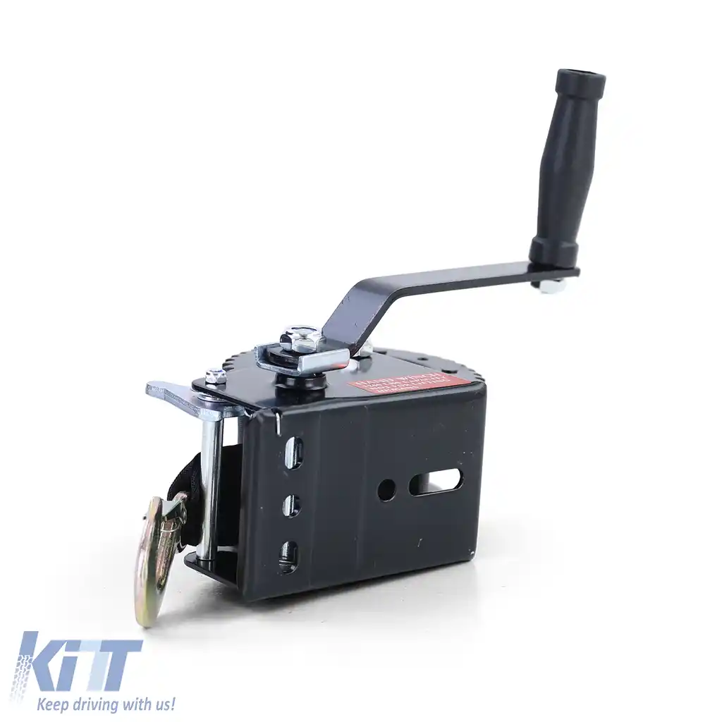 Profi 600kg Winch manuală cu curea de 8 metri neagră, potrivită pentru remorci auto-image-6199403