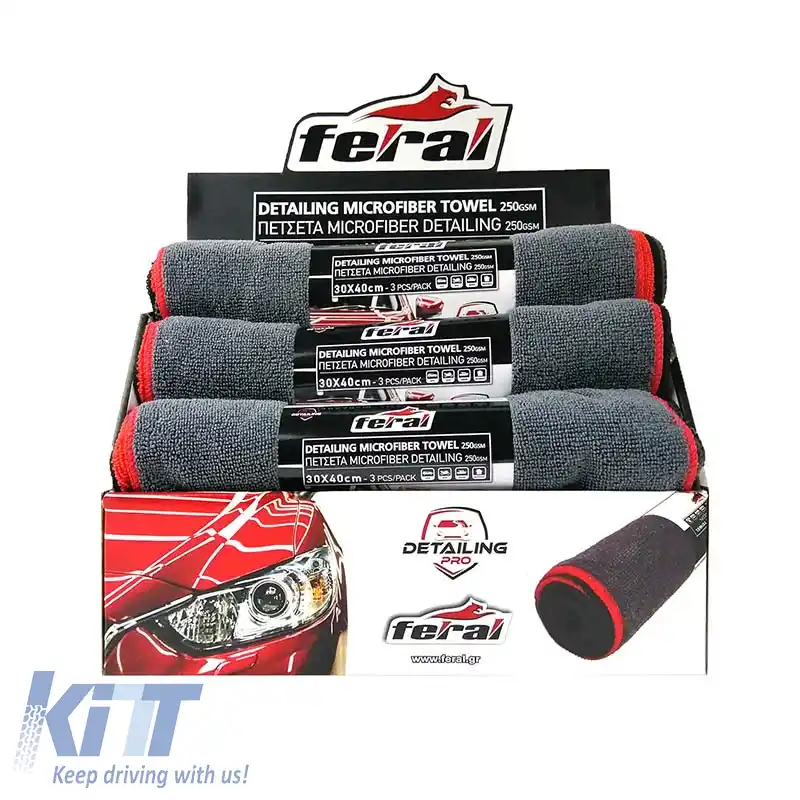 Prosoape din microfibră Feral Detailing Pro 38 x 40 cm, 3 bucăți-image-6305042
