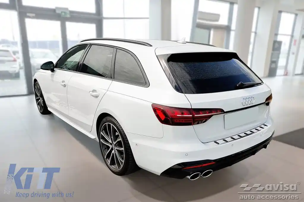 Protector Avisa întărit, potrivit pentru bara de protecție spate pentru Audi A4 B9 Avant, A4 S-line 2015-2019, după 2019, crom-image-6129817