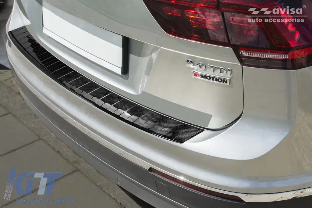 Protector Avisa potrivit pentru bara spate a Mazda Volkswagen Tiguan, R-line 2015-2020, după 2020, eHybrid după 2020, Allspace 2017-2020, după 2020, culoare carbon-image-6211994