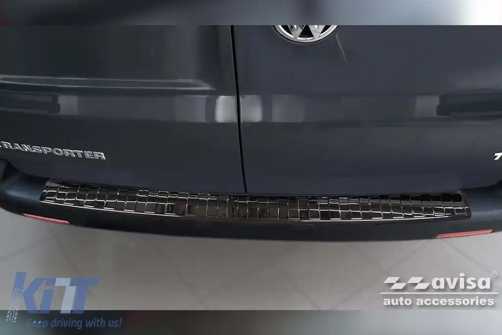 Protector pentru bara de protecție spate Avisa, potrivit pentru Volkswagen Transporter T5 Multivan, Caravelle 2003-2015 cu două uși spate și portbagaj care se deschide în sus, Transporter T6 2015-2019-image-6212014