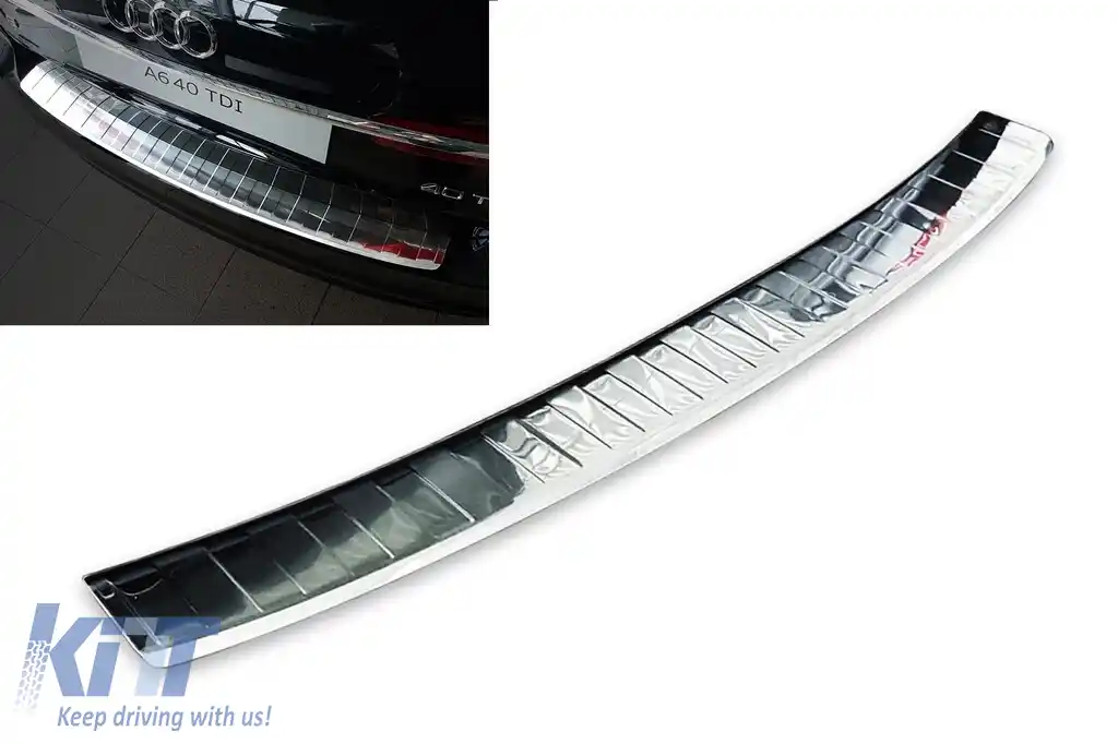 image-27-Protector pentru bara spate Avisa potrivit pentru Audi A6 C8 Avant după 2018 cu bara standard sau S-line, crom