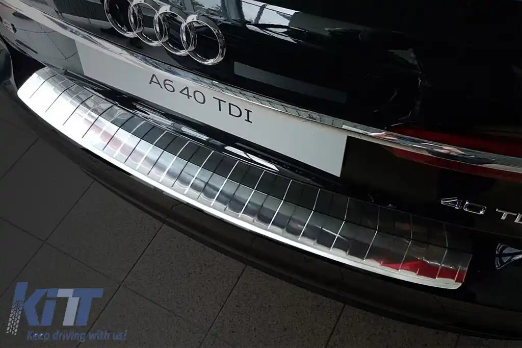 Protector pentru bara spate Avisa potrivit pentru Audi A6 C8 Avant după 2018 cu bara standard sau S-line, crom-image-6129519