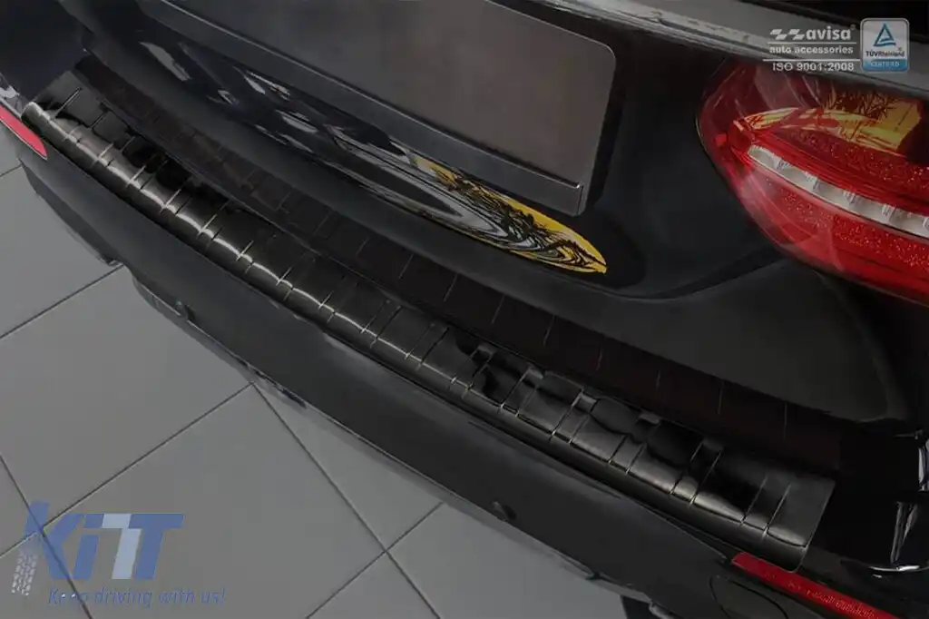 Protector pentru bara spate Avisa potrivit pentru Mercedes E-Class S213 break 2016-2019 cu bara spate standard sau AMG, lac negru-image-6129705