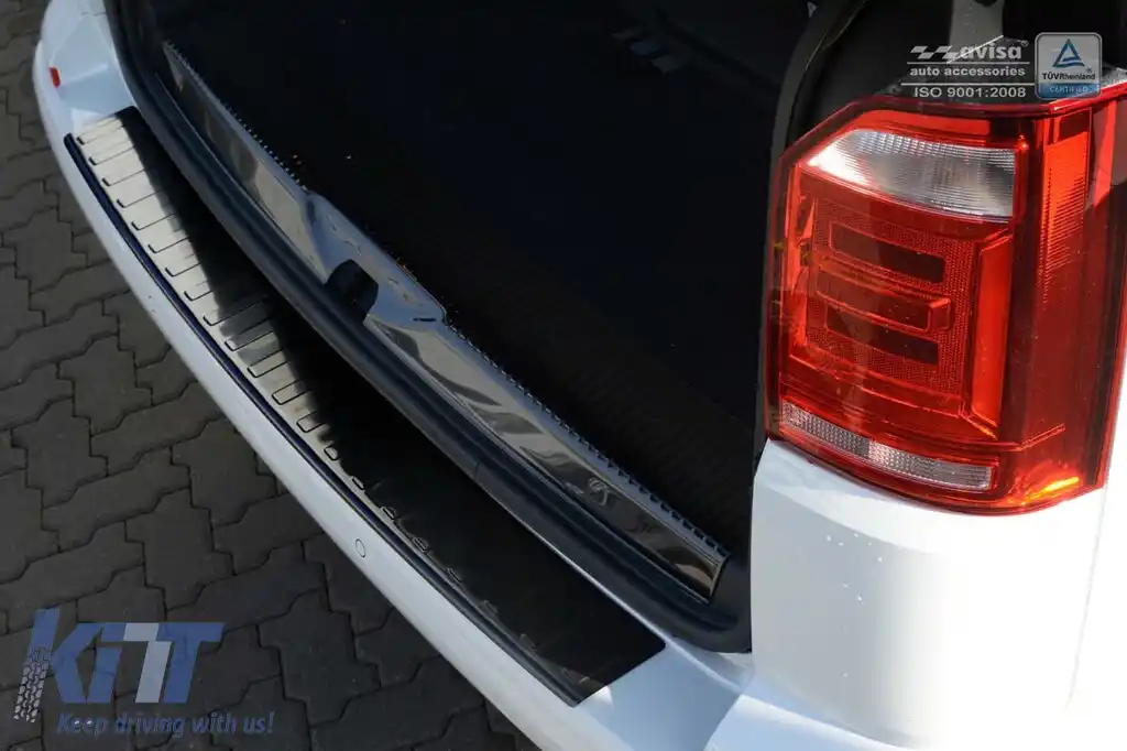 Protector pentru bara spate Avisa, potrivit pentru Volkswagen Transporter T6, T6.1, Caravelle T6, T6.1 2015-2019, după 2019, cu o ușă spate, lac negru-image-6211857