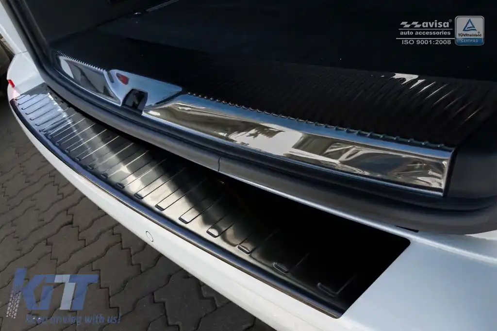 Protector pentru bara spate Avisa, potrivit pentru Volkswagen Transporter T6, T6.1, Caravelle T6, T6.1 2015-2019, după 2019, cu o ușă spate, lac negru-image-6211858