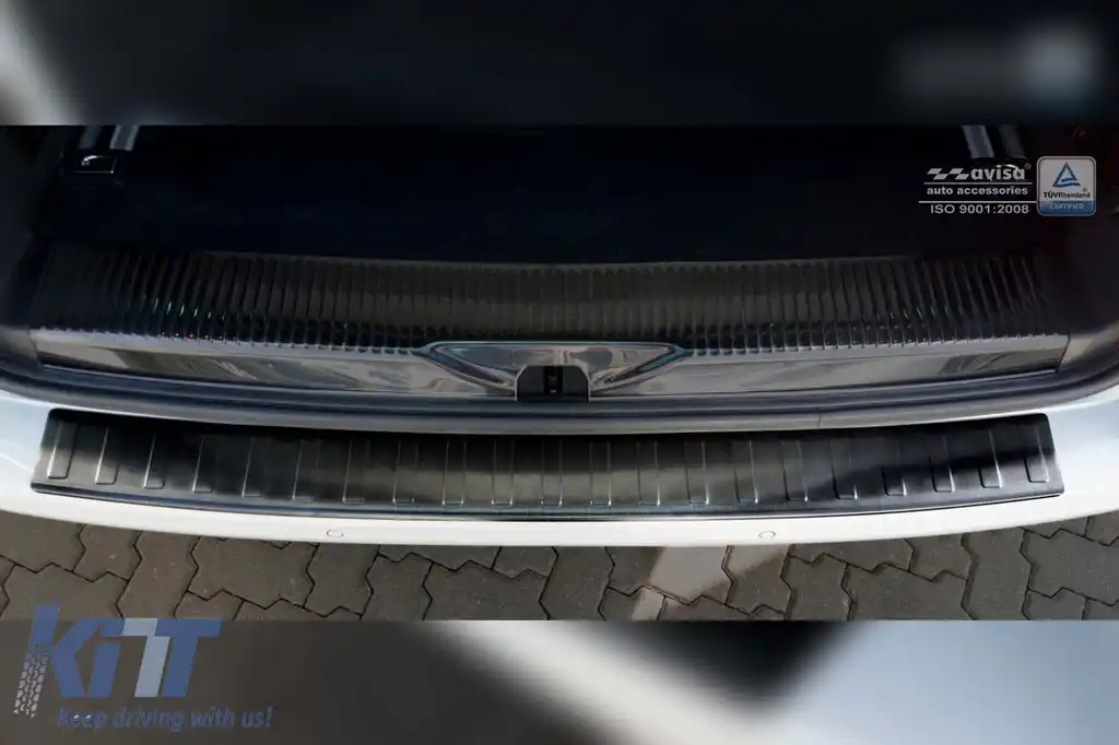 Protector pentru bara spate Avisa, potrivit pentru Volkswagen Transporter T6, T6.1, Caravelle T6, T6.1 2015-2019, după 2019, cu o ușă spate, lac negru-image-6211859
