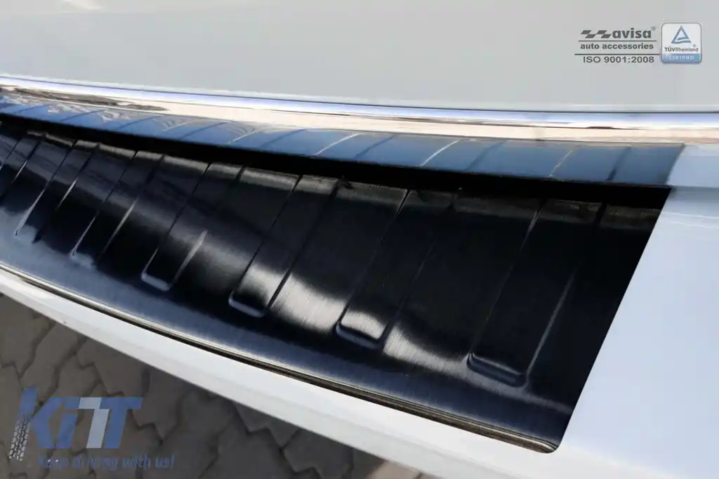 Protector pentru bara spate Avisa, potrivit pentru Volkswagen Transporter T6, T6.1, Caravelle T6, T6.1 2015-2019, după 2019, cu o ușă spate, lac negru-image-6211860