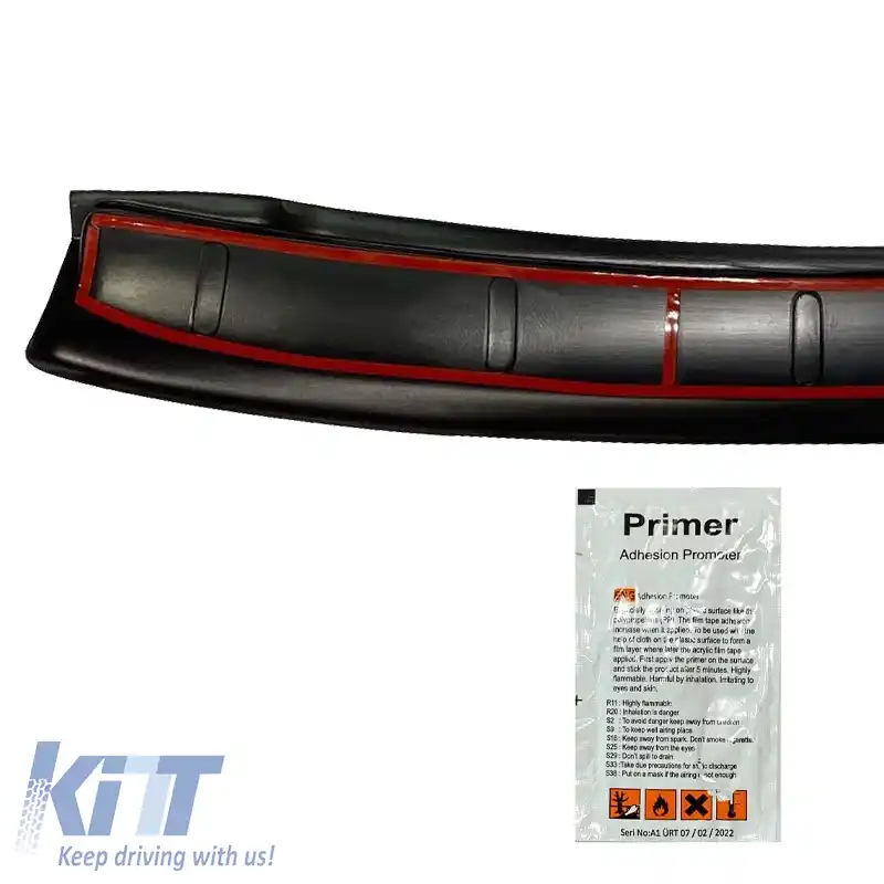 Protector pentru bara spate potrivit pentru VW Caddy 2003-2015 din plastic ABS negru-image-6305703