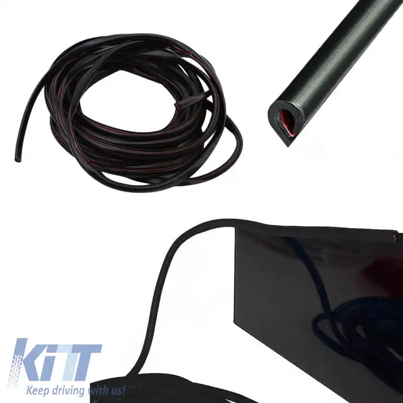Protector pentru marginea ușii auto, negru, cu bandă dublu adezivă 5mm x 5mm x 15 metri-image-6313370