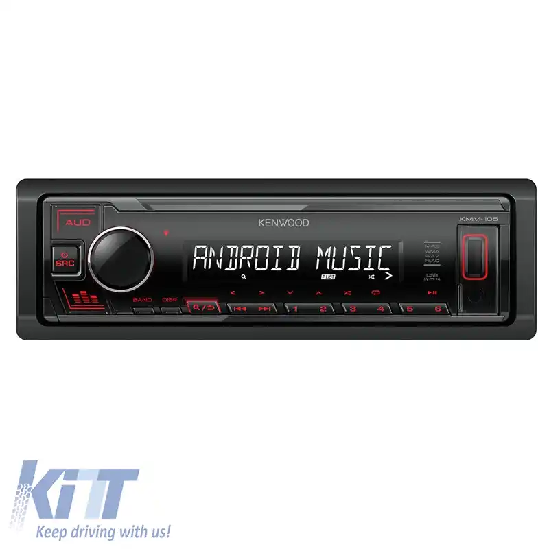 Radio 1 Din Kenwood USB Aux 4x50 Watt KMΜ-105RY-image-6313073