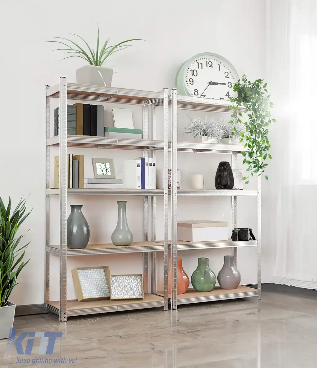 Raft de depozitare fără șuruburi pentru subsol, raft de atelier 1800x900x400mm, metal galvanizat-image-6198614