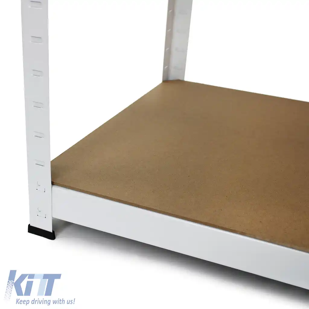 Raft de depozitare fără șuruburi pentru pivniță, atelier, dimensiuni 2000x1200x600mm, metal alb-image-6198619