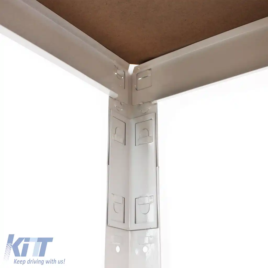 Raft de depozitare fără șuruburi pentru pivniță, atelier, dimensiuni 2000x1200x600mm, metal alb-image-6198621