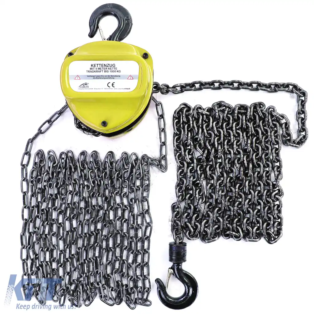 RAMROXX Cârlig de Atelier Profesional cu Pulley 4M până la 1T 1000kg Galben