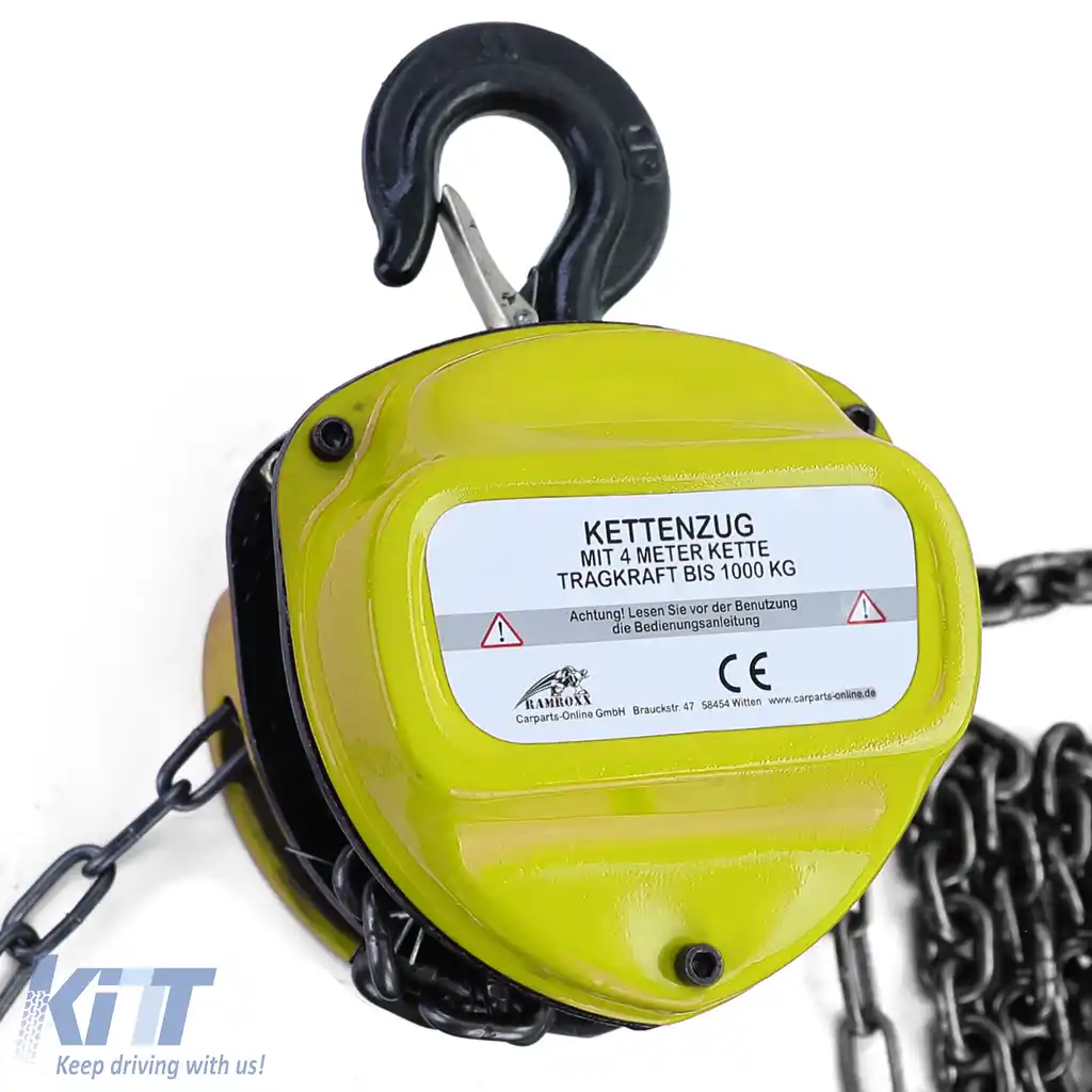 RAMROXX Cârlig de Atelier Profesional cu Pulley 4M până la 1T 1000kg Galben-image-6194942