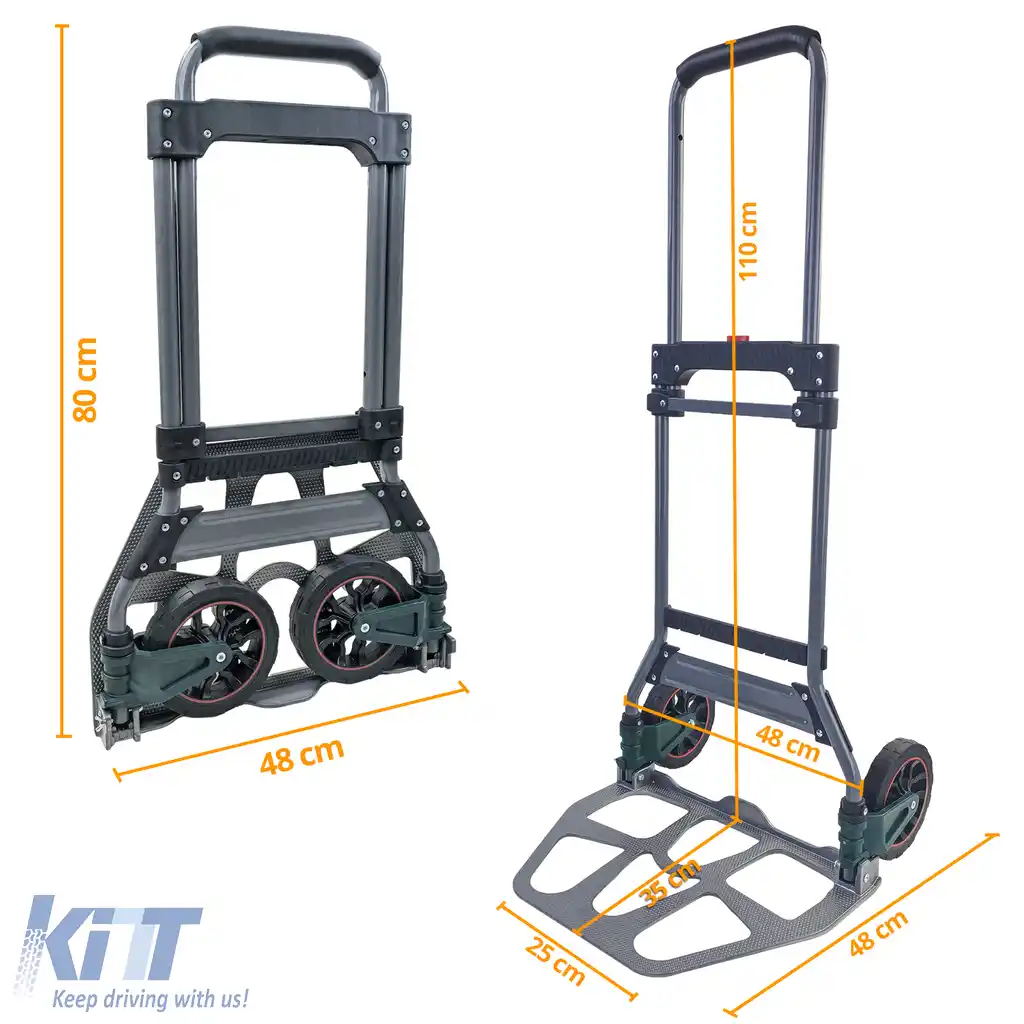 RAMROXX® Cărucior de Transport Pliabil 125 kg – Mâner Telescopic + Roți Mari-image-6211020