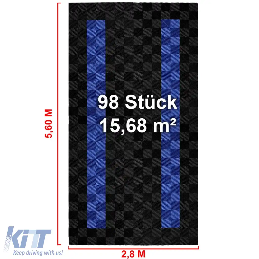 RAMROXX Performance floor tiles garage floor Floor 2.8mx5.6m black blue Set4-image-6276272