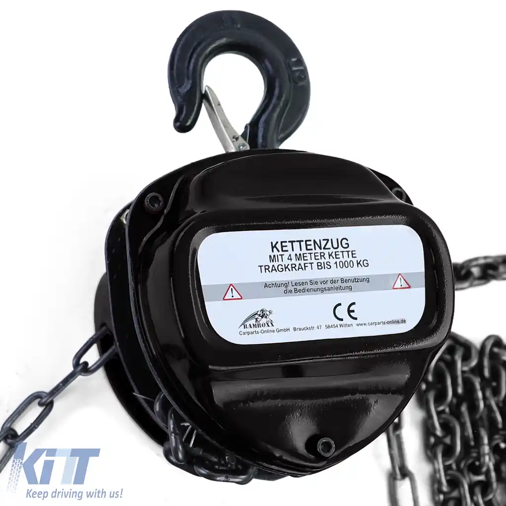 RAMROXX Pro 1000kg Cârlig cu lanț Pulley Negru de până la 4 metri-image-6197600