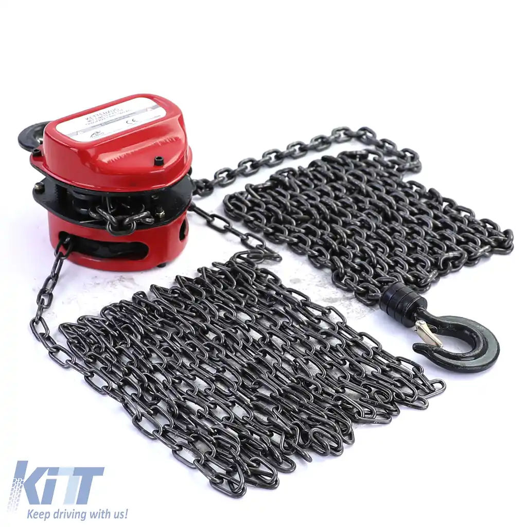 RAMROXX Pro 1000kg Cârlig de ridicare cu roată roșie, până la 4 metri-image-6199094