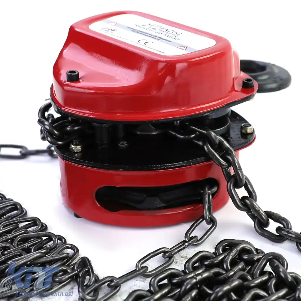 RAMROXX Pro 1000kg Cârlig de ridicare cu roată roșie, până la 4 metri-image-6199095