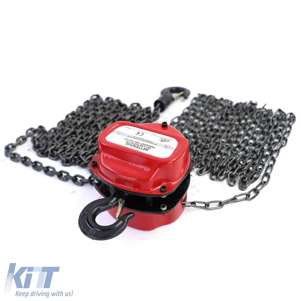 RAMROXX Pro 1000kg Cârlig de ridicare cu roată roșie, până la 4 metri-image-6199096