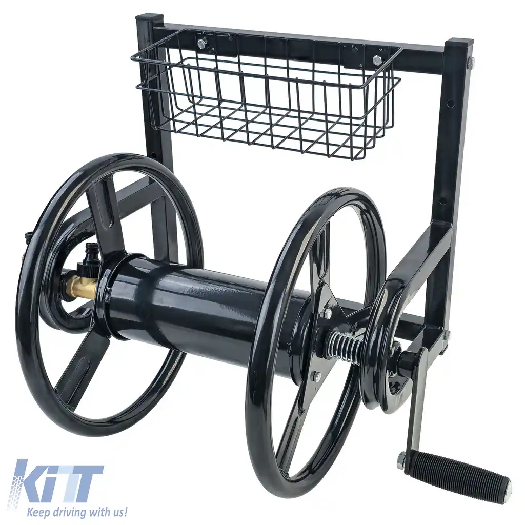 image-28-RAMROXX® tambur de furtun montat pe perete 38 m – cadru din oțel robust + racord din alamă