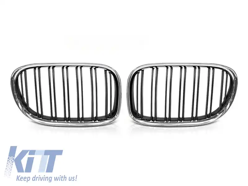 Răcitoare crom/negre potrivite pentru BMW Seria 7 F01 cu ampatament scurt, F02 cu ampatament lung 2008-2015