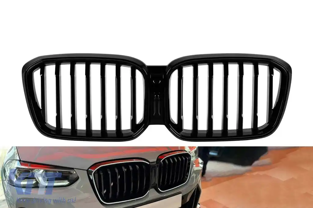 Rădăcini iluminate de tip Iconic Glow cu nervuri simple potrivite pentru BMW X3 G01, X4 G02 2022-2024, lac negru