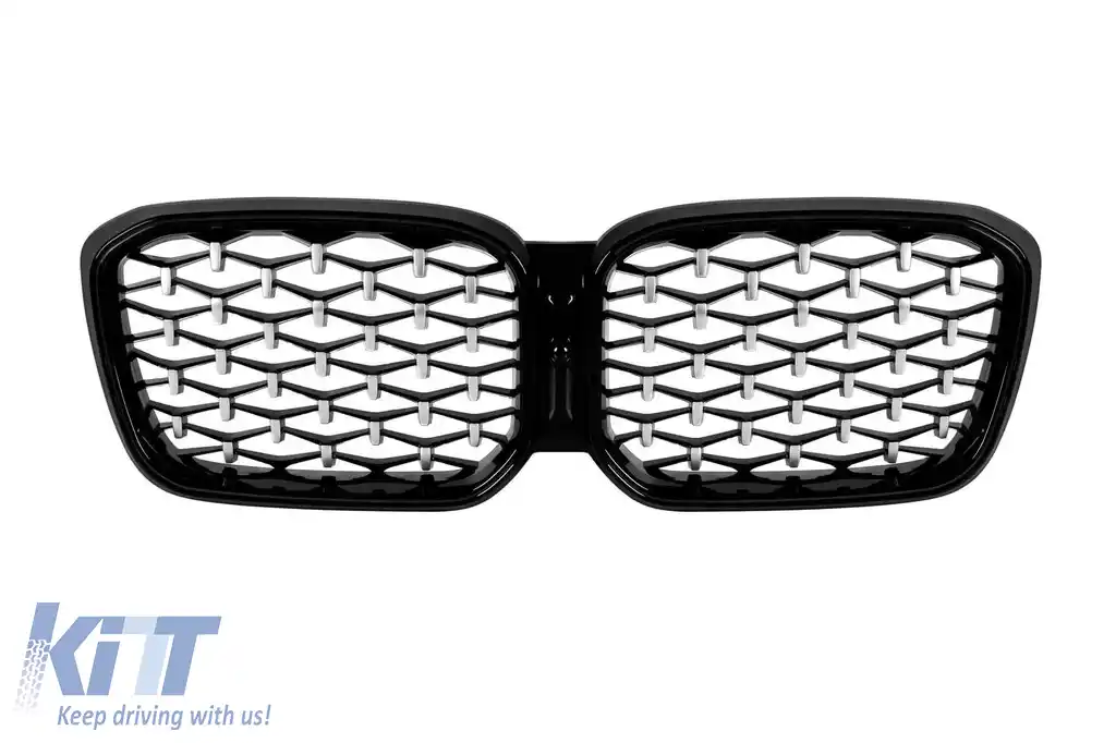 Rădăcini iluminate de tip Iconic Glow tip diamant, potrivite pentru BMW X3 G01, X4 G02 2022-2024, crom/negru-image-6237157